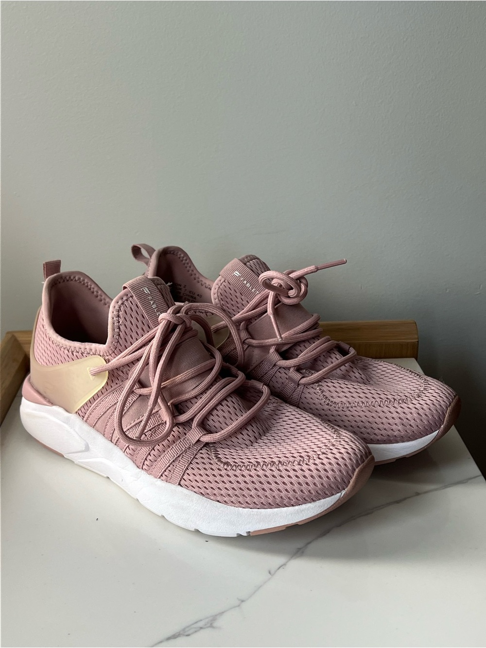 FABLETICS Women’s Knit Lace-Up Sneakers in Dusty Pink